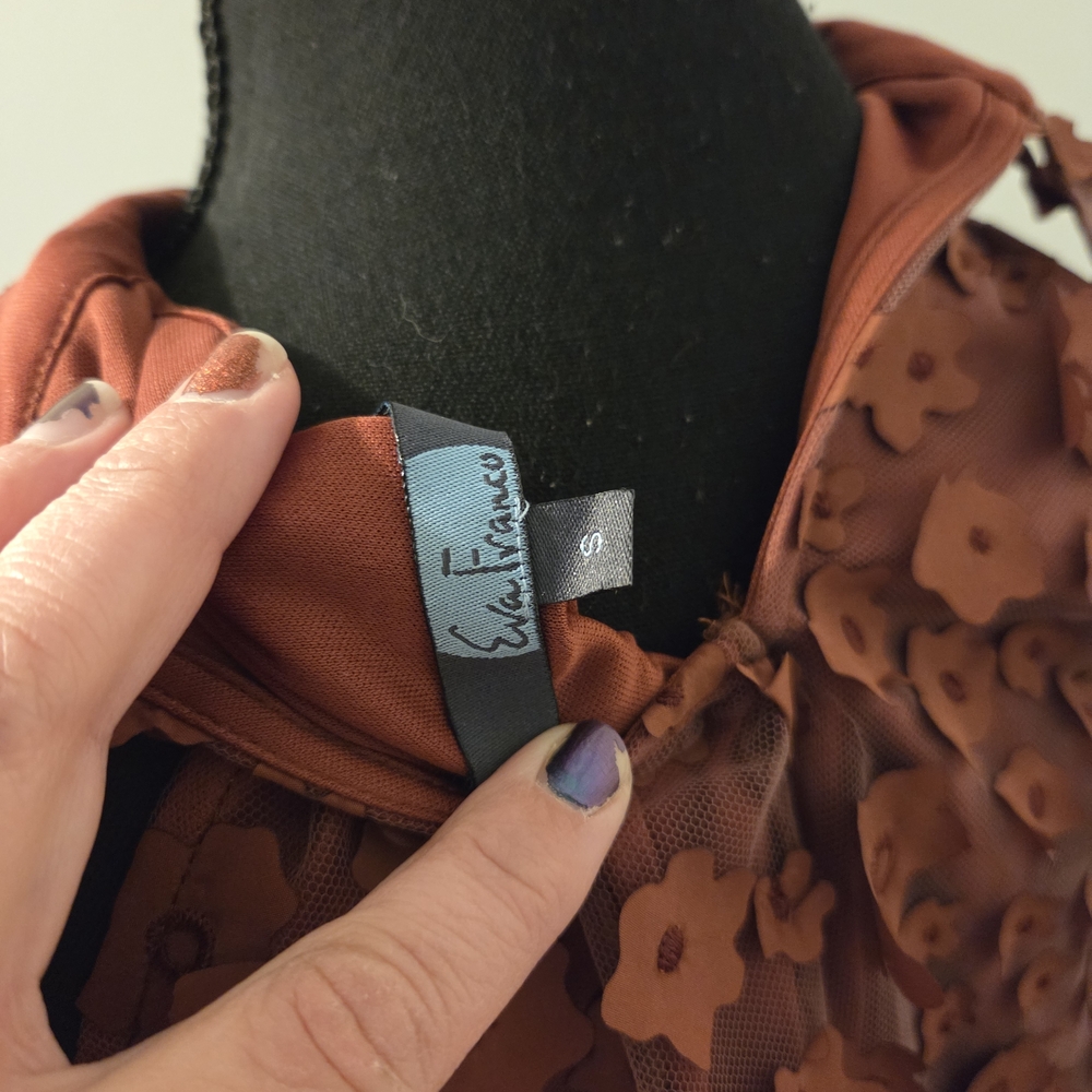 Eva Franco Textured Floral Halter Top - Rust - Picture 9 of 9